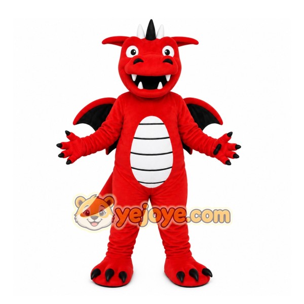 Red Dragon Mascot Costume with Custom Logo Red Dragon Mascot Costume with Custom Logo
