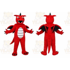 Red Dragon Mascot Costume with Custom Logo