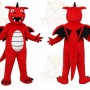 Red Dragon Mascot Costume with Custom Logo