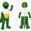 Green Dinosaur Mascot Costume with Custom Logo