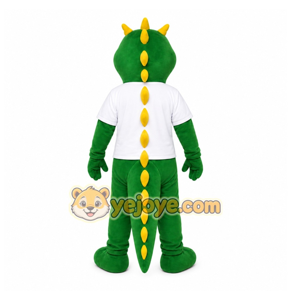 Green Dinosaur Mascot Costume with Custom Logo Green Dinosaur Mascot Costume with Custom Logo