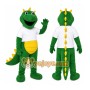 Green Dinosaur Mascot Costume with Custom Logo