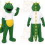 Green Dinosaur Mascot Costume with Custom Logo