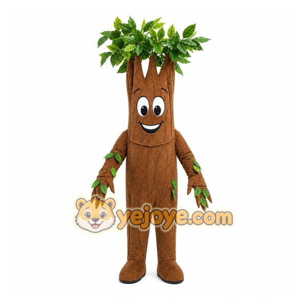 Brown Tree Mascot Costume with Custom Logo