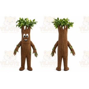 Brown Tree Mascot Costume with Custom Logo