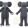 Gray Elephant Mascot Costume with Custom Logo