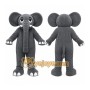 Gray Elephant Mascot Costume with Custom Logo