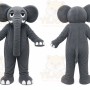 Gray Elephant Mascot Costume with Custom Logo