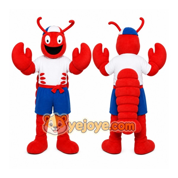 Red Lobster Mascot Costume with Custom Logo