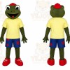 Green Frog Mascot Costume with Custom Logo