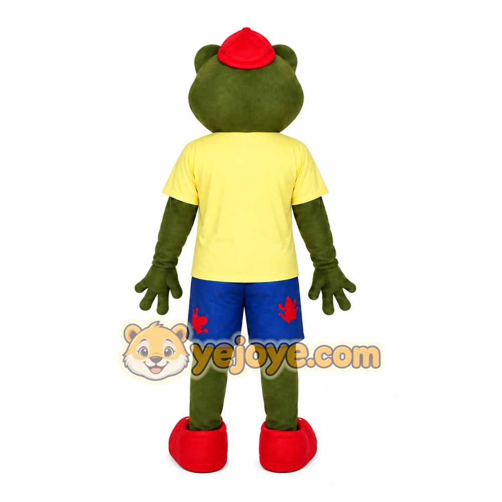 Green Frog Mascot Costume with Custom Logo Green Frog Mascot Costume with Custom Logo