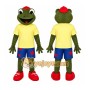 Green Frog Mascot Costume with Custom Logo