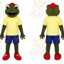 Green Frog Mascot Costume with Custom Logo