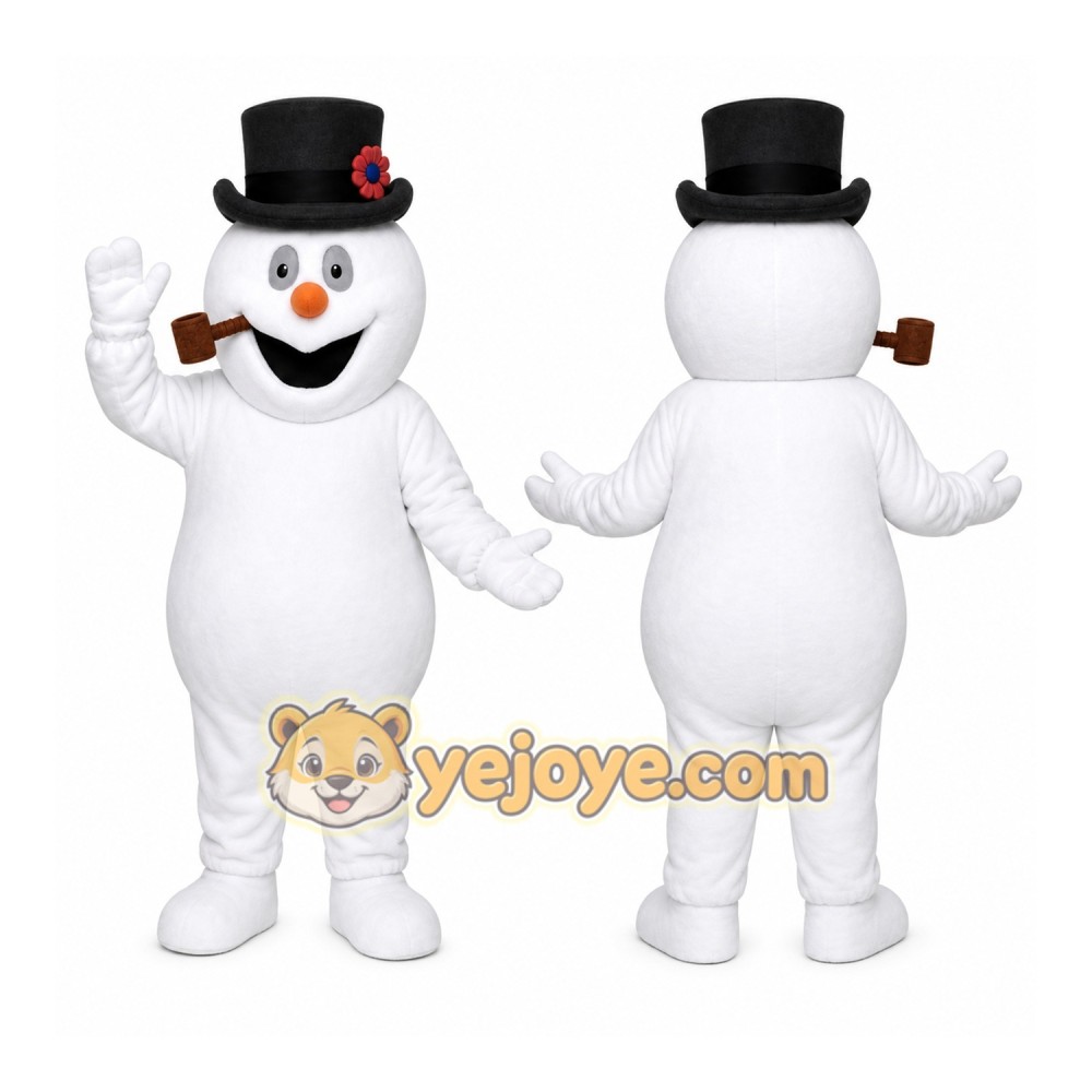 White Snowman Mascot Costume with Custom Logo White Snowman Mascot Costume with Custom Logo