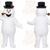 White Snowman Mascot Costume with Custom Logo