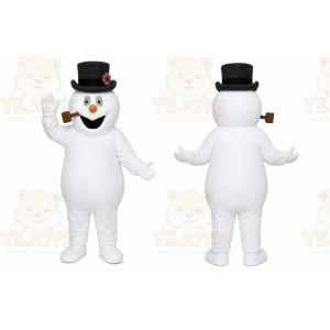 White Snowman Mascot Costume with Custom Logo