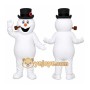 White Snowman Mascot Costume with Custom Logo
