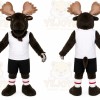 Brown Moose Mascot Costume with Custom Logo