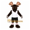 Brown Moose Mascot Costume with Custom Logo