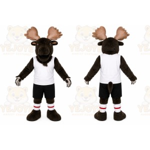 Brown Moose Mascot Costume with Custom Logo