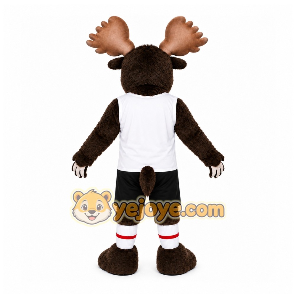Brown Moose Mascot Costume with Custom Logo