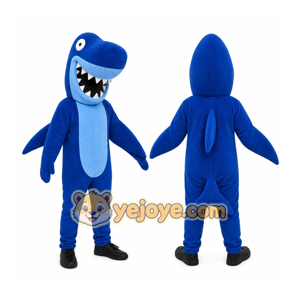 Blue Shark Mascot Costume with Custom Logo Blue Shark Mascot Costume with Custom Logo