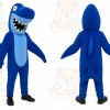 Blue Shark Mascot Costume with Custom Logo