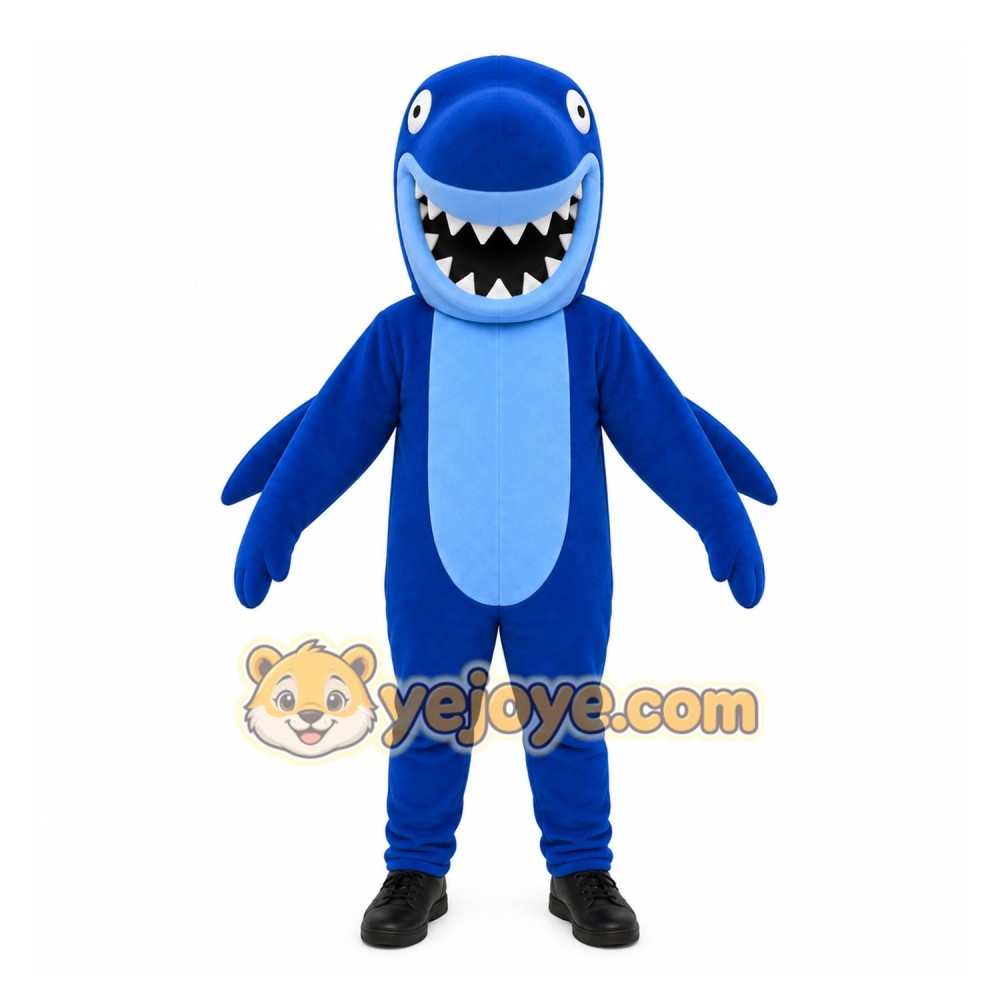 Blue Shark Mascot Costume with Custom Logo Blue Shark Mascot Costume with Custom Logo