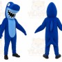 Blue Shark Mascot Costume with Custom Logo