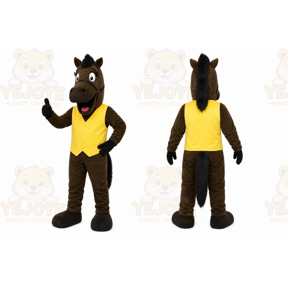 Brown Horse Mascot Costume with Custom Logo
