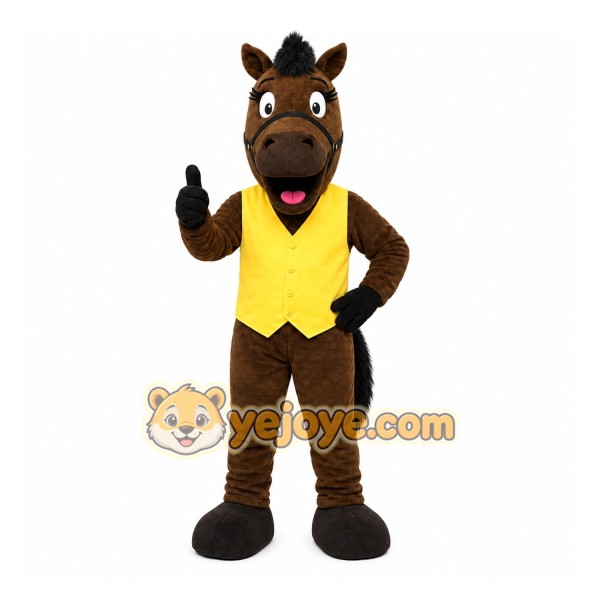 Brown Horse Mascot Costume with Custom Logo