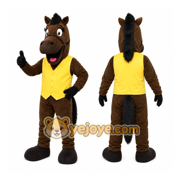 Brown Horse Mascot Costume with Custom Logo