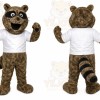 Brown Raccoon Mascot Costume with Custom Logo