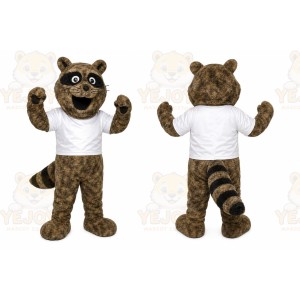 Brown Raccoon Mascot Costume with Custom Logo