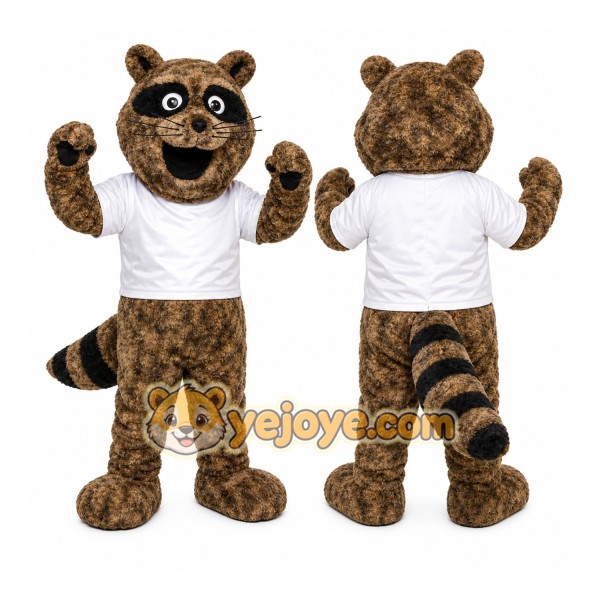 Brown Raccoon Mascot Costume with Custom Logo
