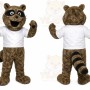 Brown Raccoon Mascot Costume with Custom Logo