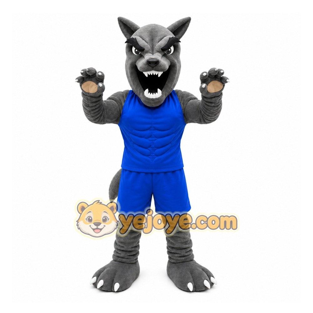 Gray Wolf Mascot Costume with Custom Logo Gray Wolf Mascot Costume with Custom Logo