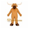 Tan Bull Mascot Costume with Custom Logo