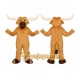 Tan Bull Mascot Costume with Custom Logo