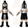 Silver Roman Warrior Mascot Costume with Custom Logo