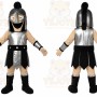 Silver Roman Warrior Mascot Costume with Custom Logo