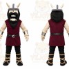 Burgundy Viking Mascot Costume with Custom Logo