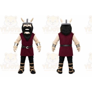 Burgundy Viking Mascot Costume with Custom Logo