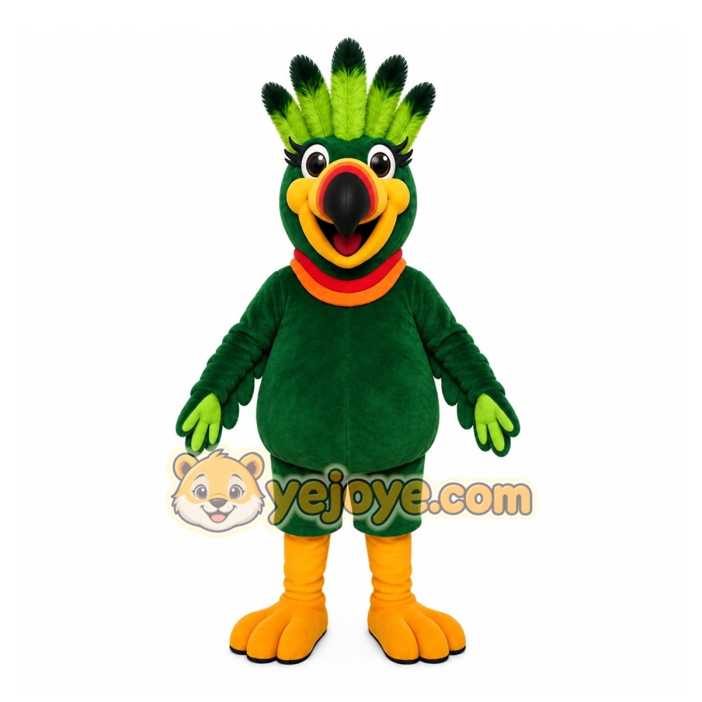 Green Parrot Mascot Costume with Custom Logo Green Parrot Mascot Costume with Custom Logo