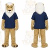 Tan Lion Mascot Costume with Custom Logo
