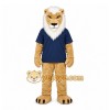 Tan Lion Mascot Costume with Custom Logo Tan Lion Mascot Costume with Custom Logo