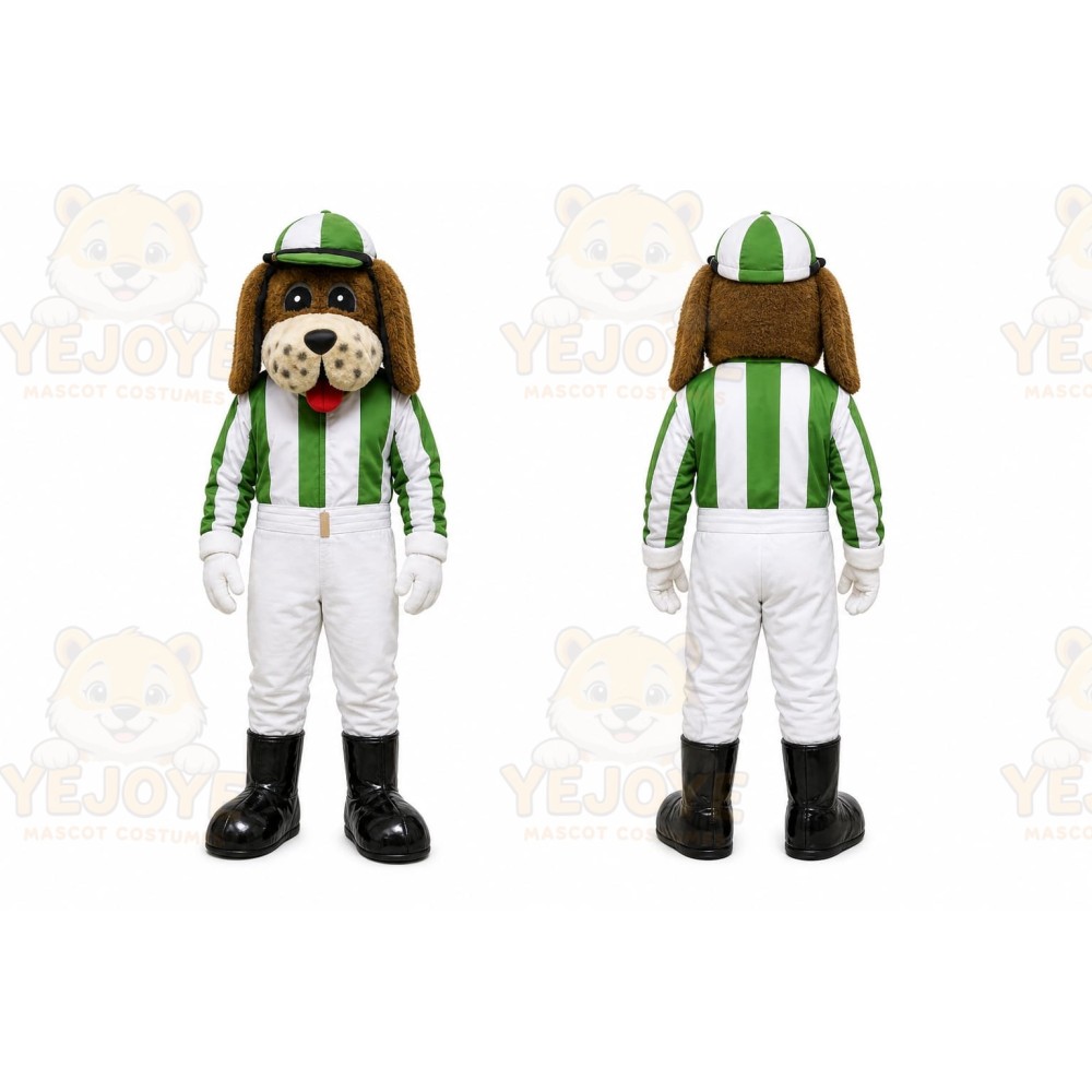White Dog Mascot Costume with Custom Logo