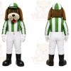 White Dog Mascot Costume with Custom Logo