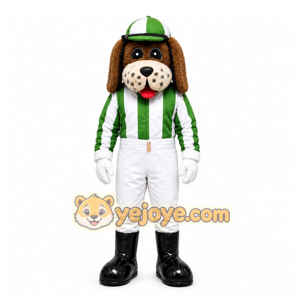 White Dog Mascot Costume with Custom Logo