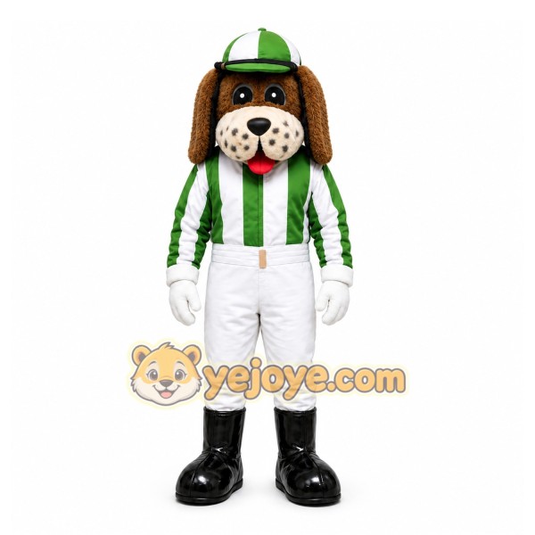 White Dog Mascot Costume with Custom Logo White Dog Mascot Costume with Custom Logo